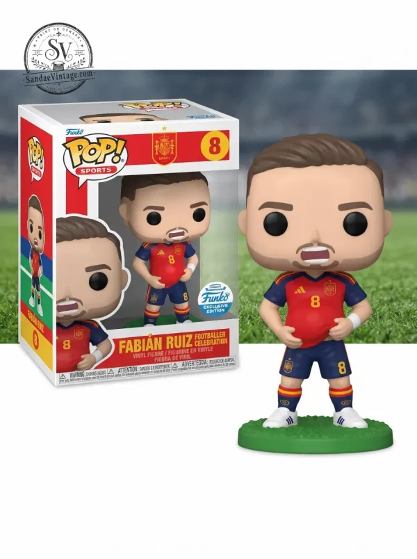 Fabian Ruiz Spain National Football 2026 Celebration Putting the ball under shirt Pop 3D Resin Figure 2 Detailed view of the Fabian Ruiz soccer figure showing jersey number 8.