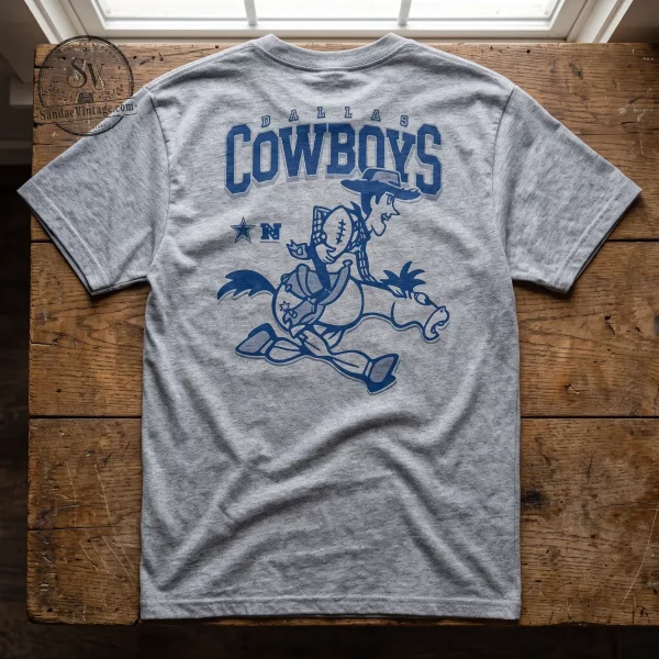 Close-up highlight of 2026 Disney NFL Collab Merch Dallas Cowboys Woody Toy Story Graphic T-Shirt styled with